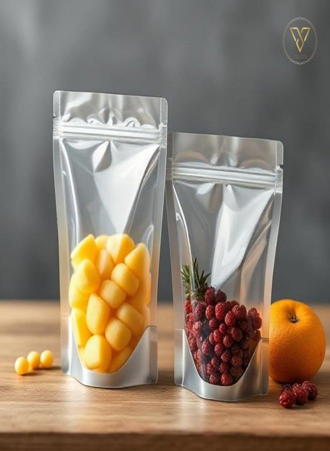 VELEXE Transparent Stand-Up Ziplock Storage Pouches | 200mm*120mm | 100 Grams | Pack of 50 | Air-Tight, Resealable, Leakproof Storage Pouches with Self Sealing Technology - Image 3